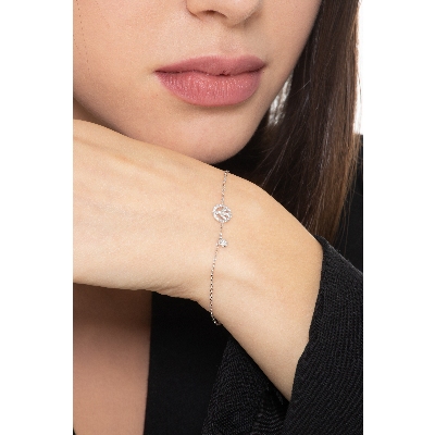 Pulsera Peace&Love en oro blanco de 18k y diamantes