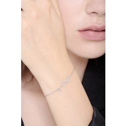 Pulsera de oro blanco 18k con símbolo infinito, 15+3 cm 2