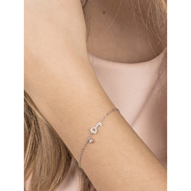 Pulsera con llave oro blanco 18 quilates con diamantes