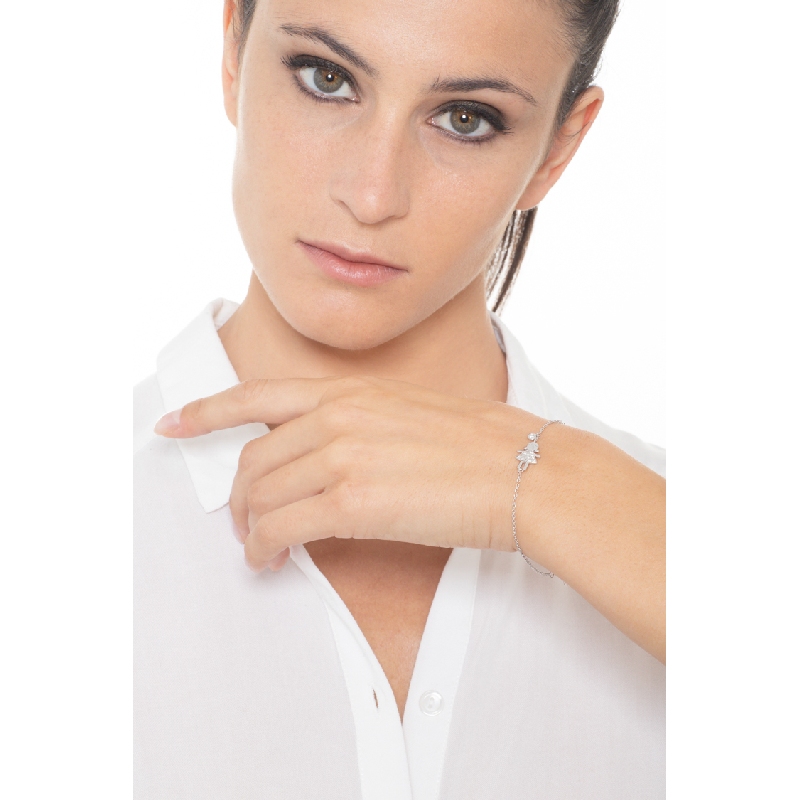 Brazalete regulable oro 18k figura niña y diamante