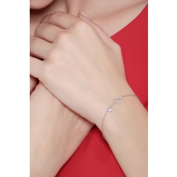 Pulsera en oro blanco 18k con corazón y diamantes 2