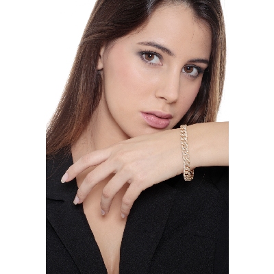 Pulsera cubana en oro amarillo de 18k con diamantes