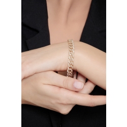 Pulsera cubana en oro amarillo de 18k con diamantes 2