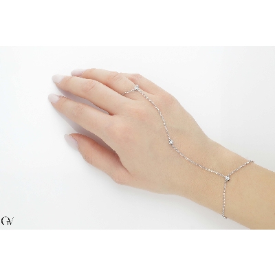 Pulsera de mano en oro blanco 18k con diamantes 0.05 ct