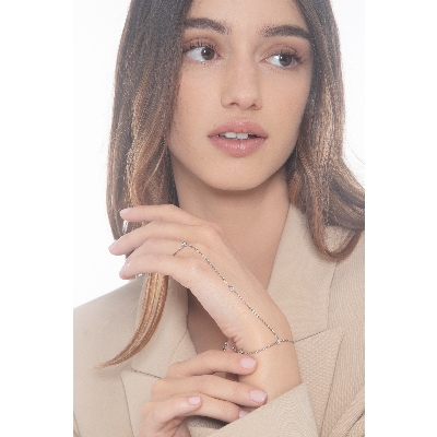 Pulsera de mano en oro blanco 18k con diamantes 0.05 ct