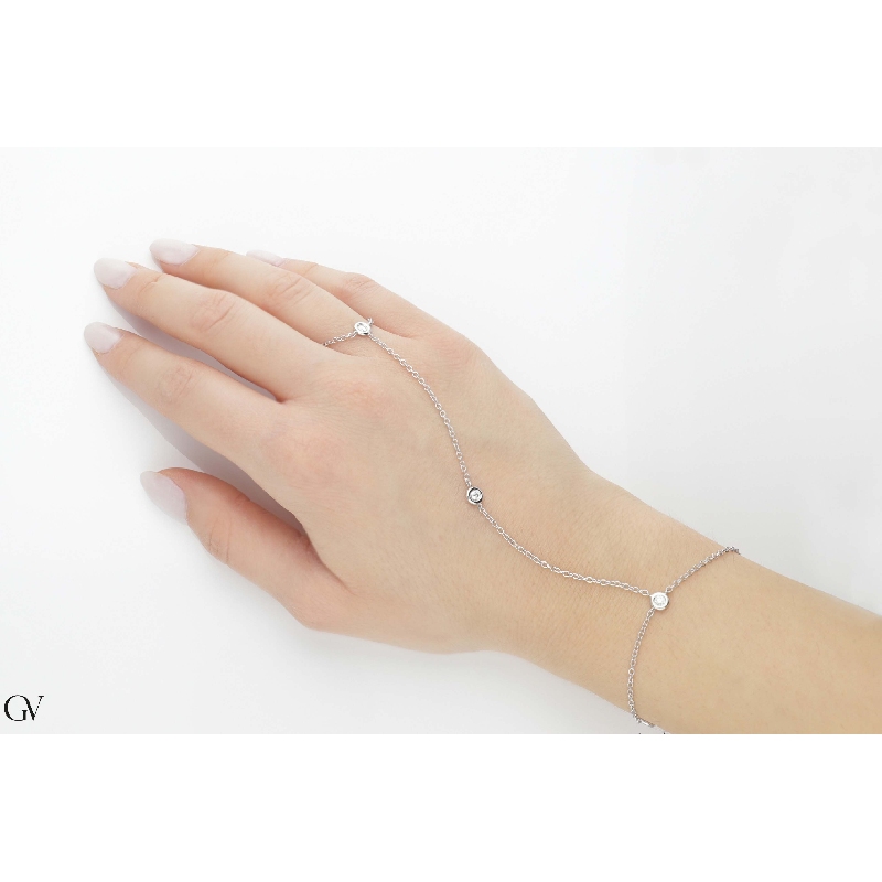 Pulsera de mano en oro blanco de 18k con diamantes  Pulsera de mano en oro blanco de 18k con diamantes