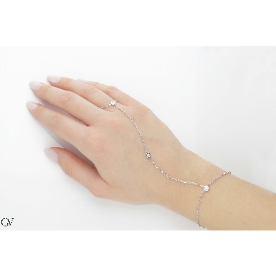 Pulsera de mano en oro blanco de 18k con diamantes 