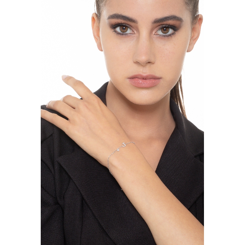 Pulsera en oro blanco 18k con letra J y diamantes