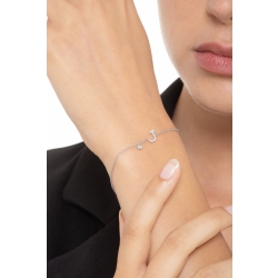 Pulsera en oro blanco 18k con letra J y diamantes 2