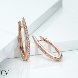 Pendientes ovalados en oro rosa de 18 quilates con diamantes, 3,3 cm 2