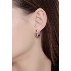 Pendientes de aro en oro blanco 18k con rubíes y diamantes 2