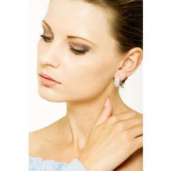 Aros en Oro Blanco 18k con Tres Filas de Diamantes ct. 2,60 2