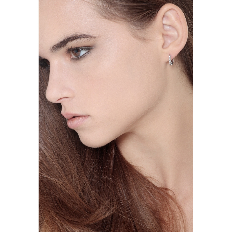 Pendientes aro oro blanco 18k con diamantes talla brillante