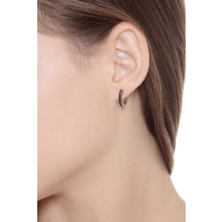 Pendientes aro en oro blanco de 18k engastados con diamantes negros  2