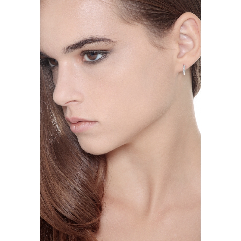 Pendientes aro en oro blanco de 18k con diamantes ct 0.12