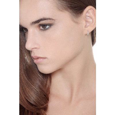 Pendientes aro en oro blanco de 18k con diamantes ct 0.12