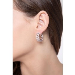 Pendientes groumette redondos en Oro Blanco 18k con Diamantes 2