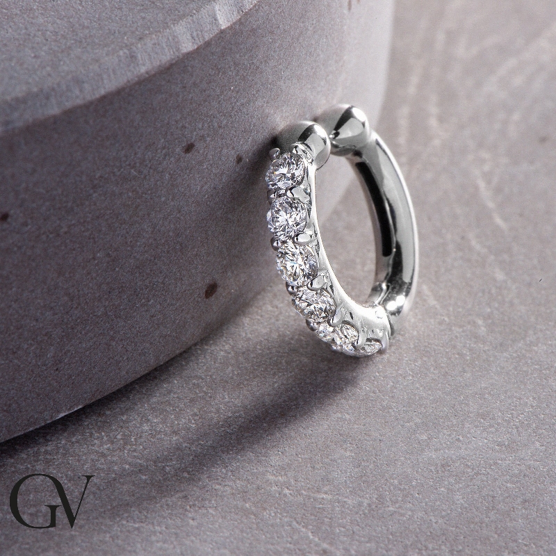 Pendiente único earcuff oro blanco 18k con diamantes, ct. 0.30