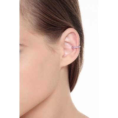 Ear cuff en oro blanco de 18 quilates con zafiros rosas 