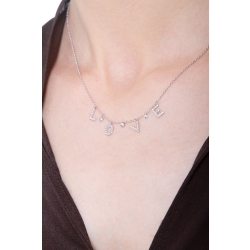 Collar en oro blanco de 18k LOVE en diamant  2
