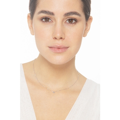 Collar en oro blanco con un diamante 0,05 ct