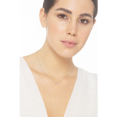 Collar oro blanco 18k con punto de luz brillante 0,10 ct