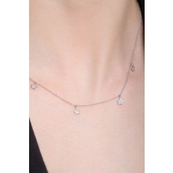 Collar en oro blanco 18k con diamantes y colgantes en forma de estrella 2