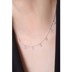Collar diamantes en oro blanco de 18k con siete colgantes de fantasía 2