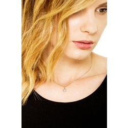 Collar en oro blanco 18k con bolas y colgante pavé redondo con diamantes  2