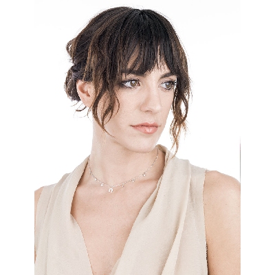  Collar en oro blanco de 18 quilates con colgante herradura y diamantes