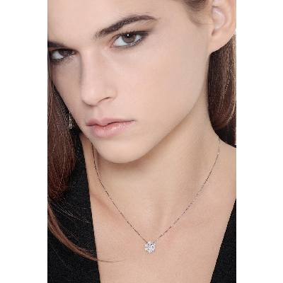 Collar mujer con halo de diamantes Oro Blanco 18k