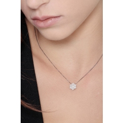 Collar mujer con halo de diamantes Oro Blanco 18k 2