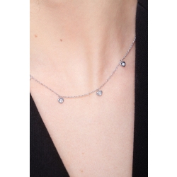 Collar en oro blanco 18k con nueve colgantes en forma de corazón con diamantes 2