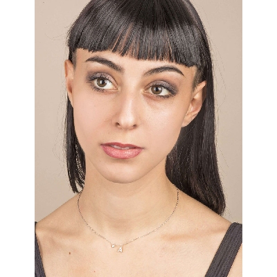 Collar initiales A oro blanco y diamantes