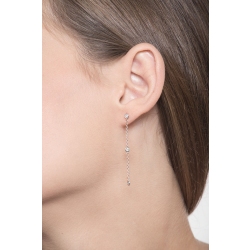 Pendientes oro blanco de 18k con diamantes, cm 4 2
