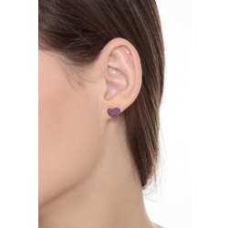 Pendientes corazón en oro blanco 18k con rubíes 2