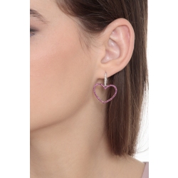 Pendientes corazón en oro blanco 18k con rubíes y diamantes  2