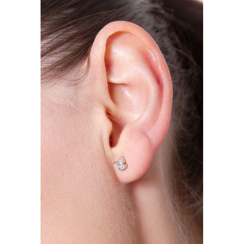 Pendientes mariposa en oro blanco 18k con diamantes