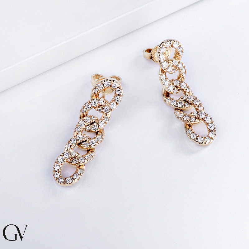 Pendientes cubanos de diamantes y oro 750 Pendientes cubanos de diamantes y oro 750