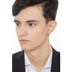 Pendiente único aro en oro blanco 18kt con diamantes hombre 2