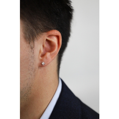 Pendientes sueltos con cruz en oro blanco de 18 quilates con diamantes