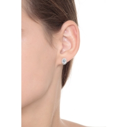 Pendientes en Oro Blanco 18k con Aguamarinas Ovaladas y Diamantes 2