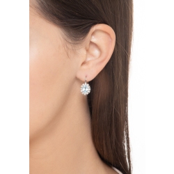 Pendientes halo de oro blanco de 18 quilates con una aguamarina y diamantes 2