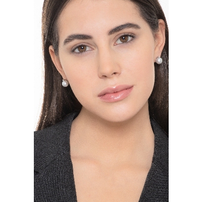 Pendientes mujer en oro blanco de 18k con perlas y diamantes