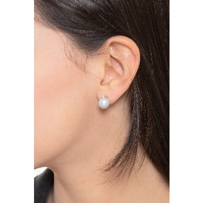 Pendientes mujer en oro blanco de 18k con perlas y diamantes