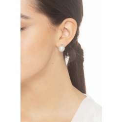 Pendientes de mujer en oro blanco 18k con perlas naturales y diamantes 2