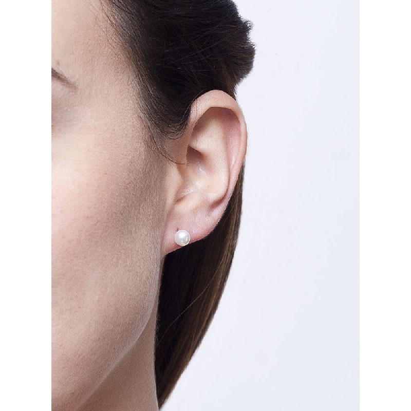 Pendientes a botón Oro 18k con perla 5,5 mm