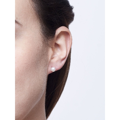 Pendientes a botón Oro 18k con perla 5,5 mm