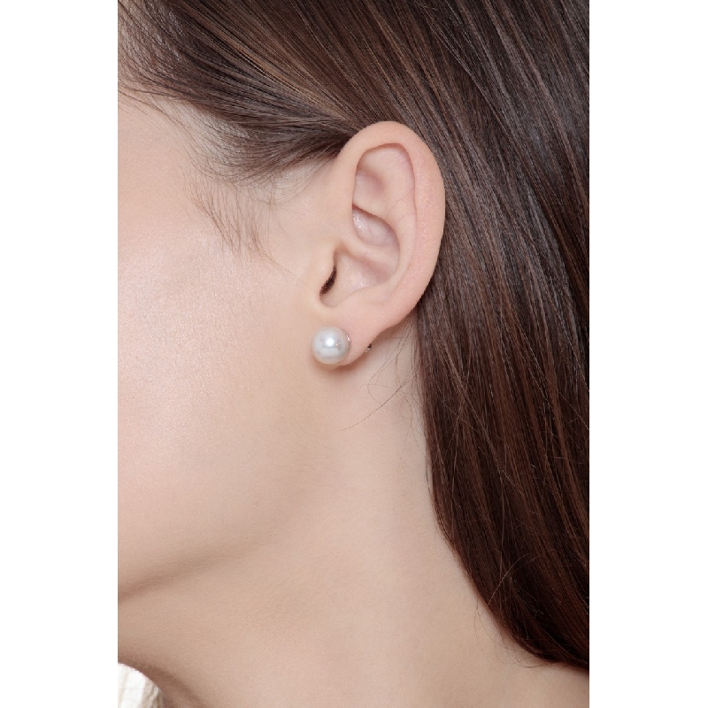 Pendientes en oro blanco con perlas naturales de 9 mm