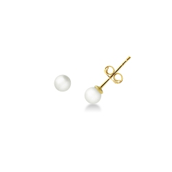 Pendientes de botón en oro amarillo 18k con perlas cultivadas naturales